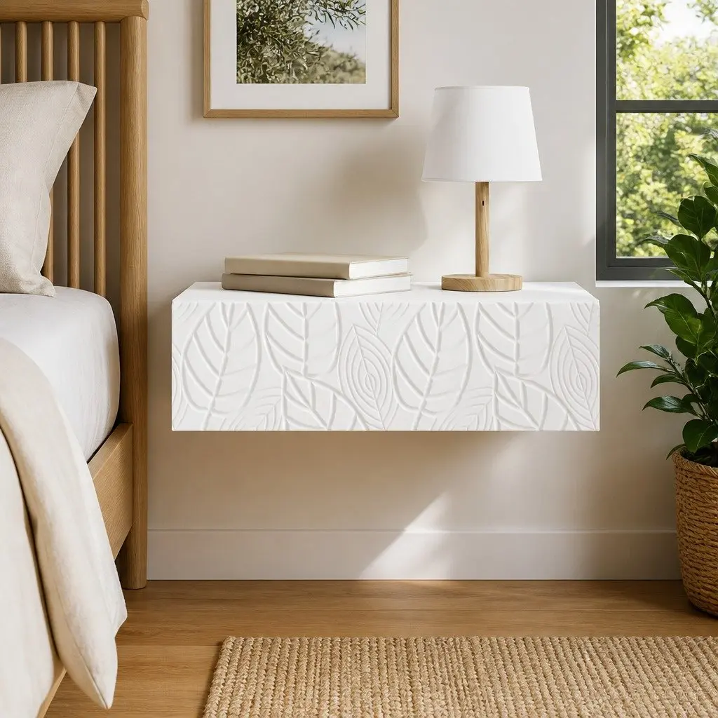 Wall-Mounted Side Table White Engineered Wood Modern 87.5 x 34.5 x 17 cm