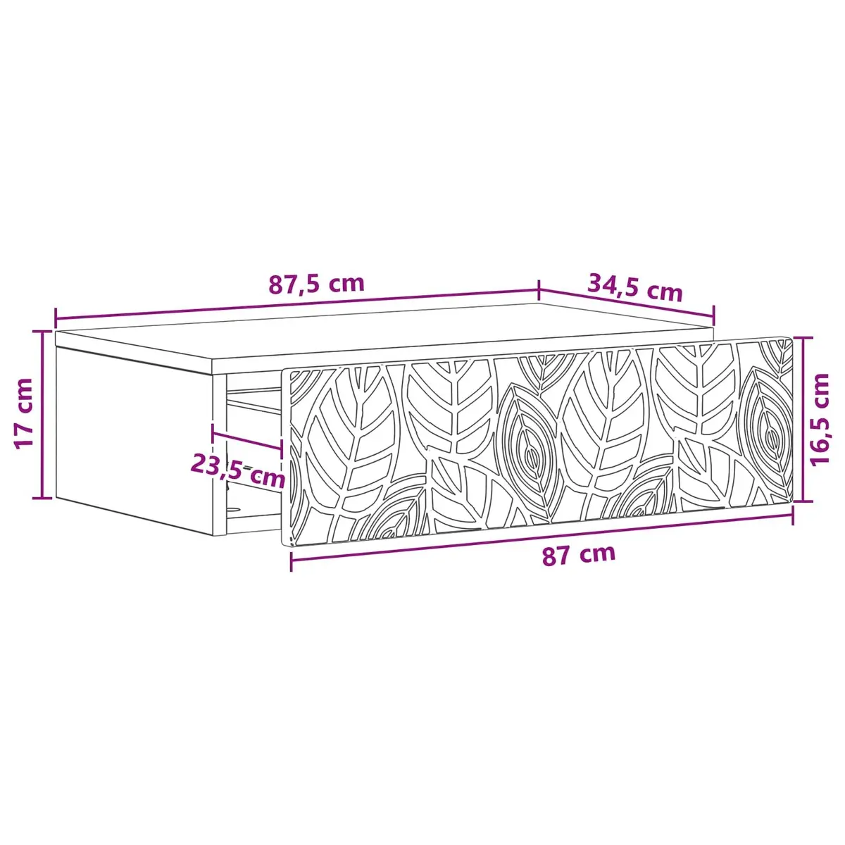 Wall-Mounted Side Table White Engineered Wood Modern 87.5 x 34.5 x 17 cm