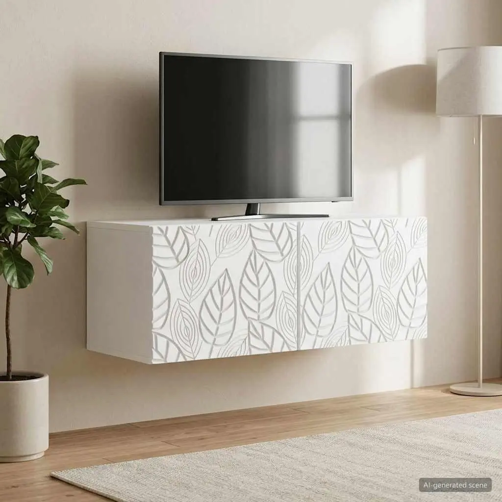 White Engineered Wood Wall-Mounted TV Cabinet 59.5cm