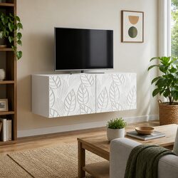 White Wall-Mounted TV Cabinet for Living Room