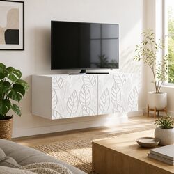 White Engineered Wood Wall-Mounted TV Cabinet 59.5 x 31 cm