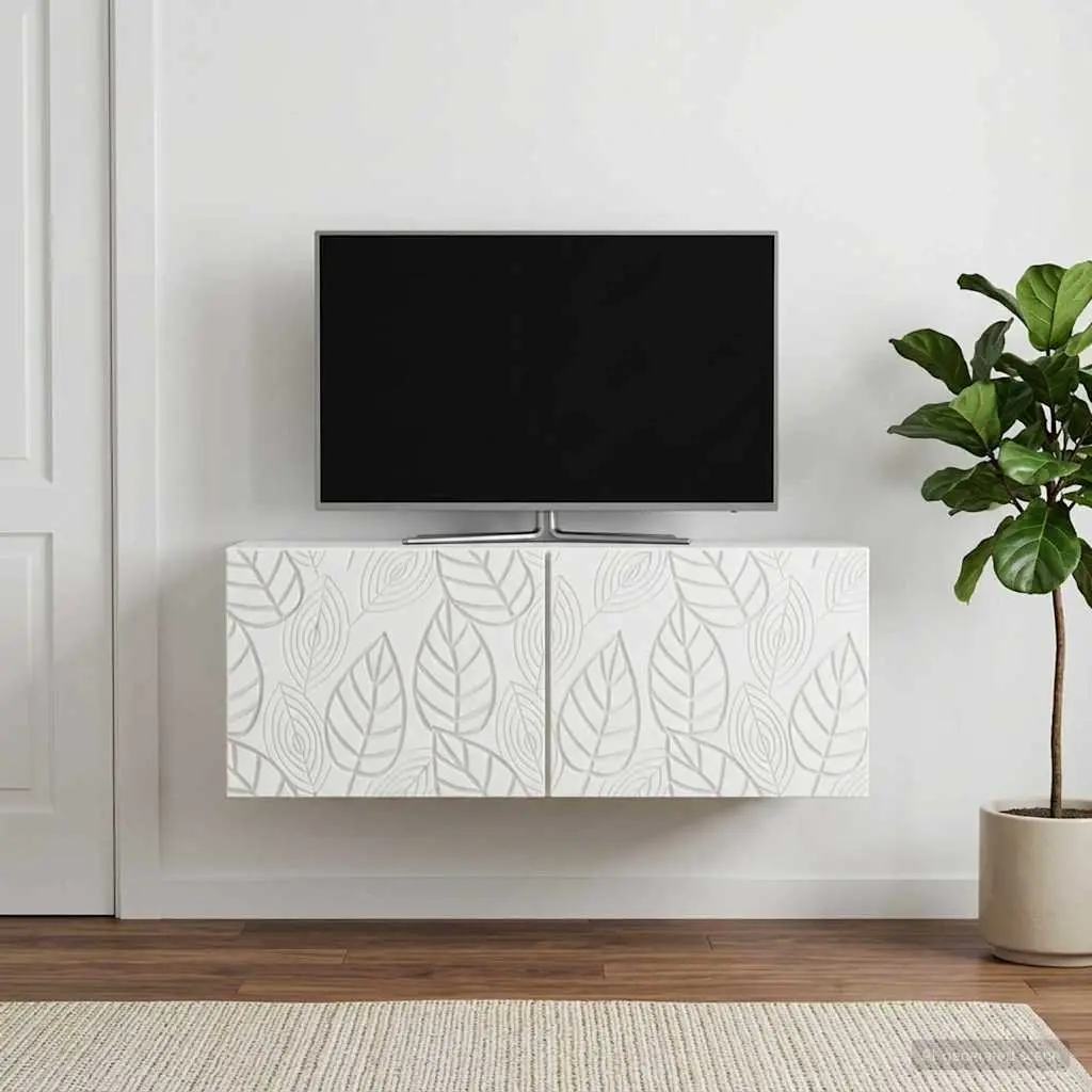 White Engineered Wood Wall-Mounted TV Cabinet 59.5 x 31 cm