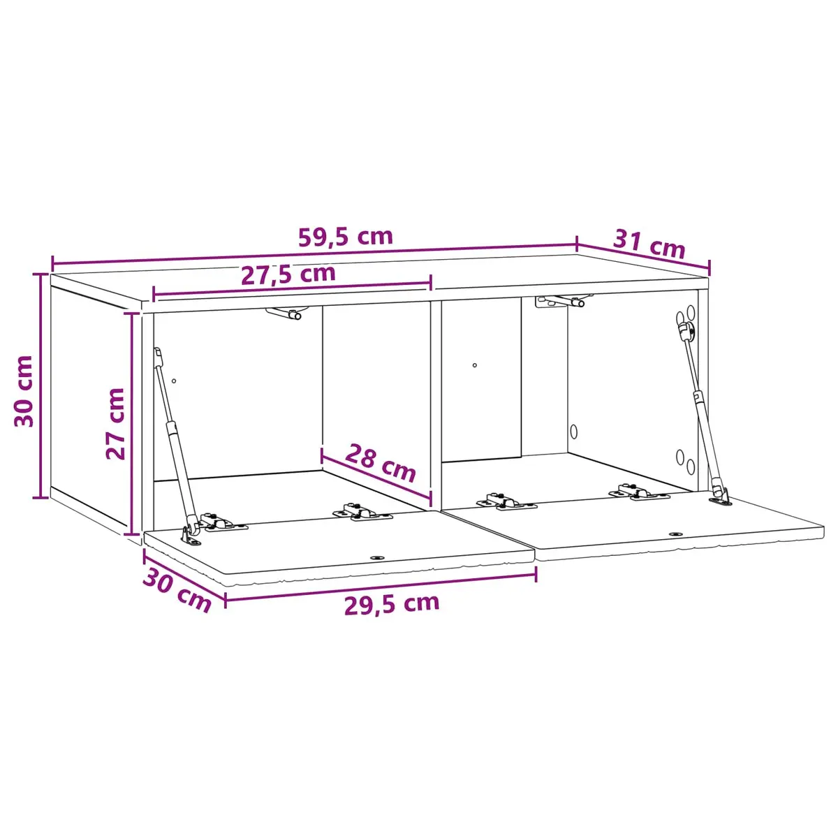 White Engineered Wood Wall-Mounted TV Cabinet 59.5 x 31 cm