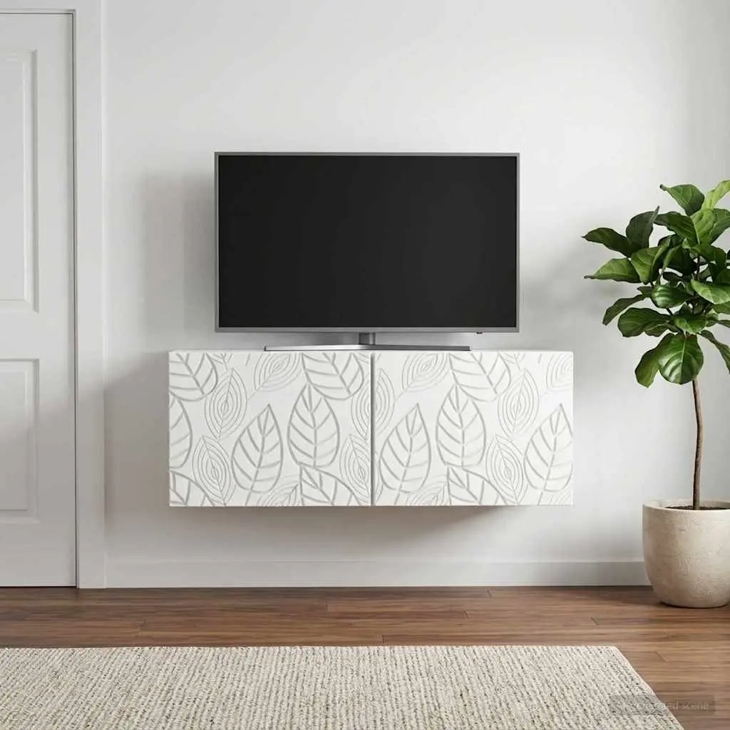 White Wall-Mounted TV Storage 78.5 x 31 cm