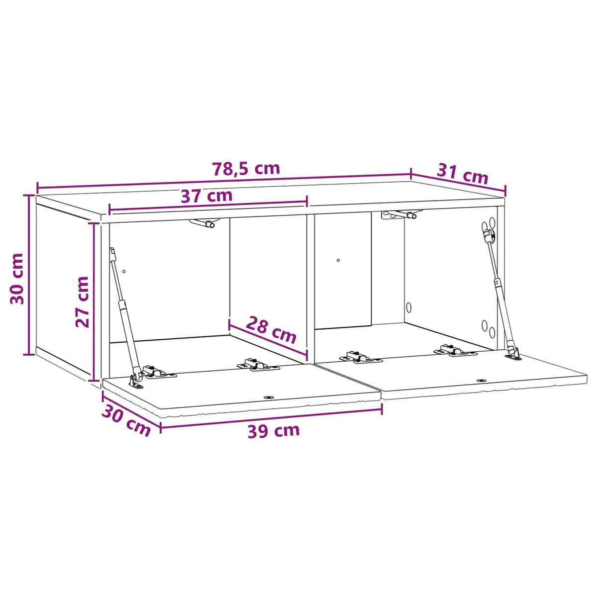 White Wall-Mounted TV Storage 78.5 x 31 cm