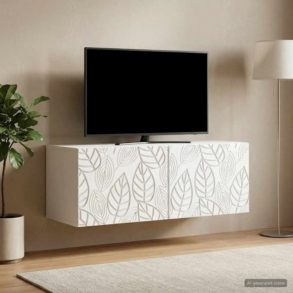 Wall-Mounted TV Cabinet White 98 x 31 cm Engineered Wood Storage Unit Living Room