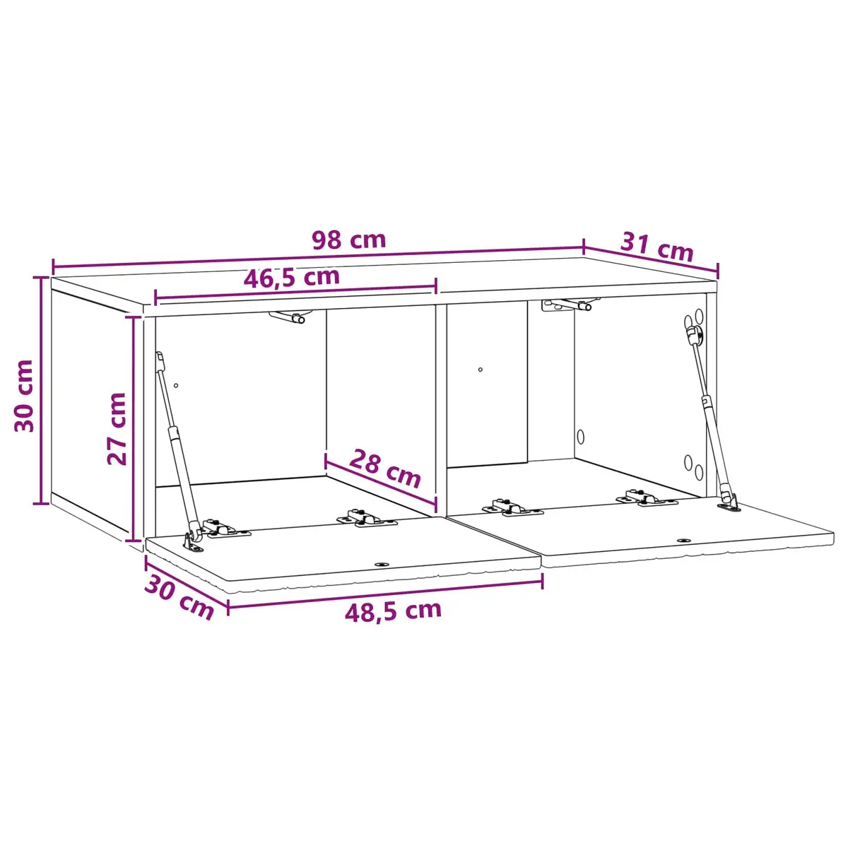 Wall-Mounted TV Cabinet White 98 x 31 cm Engineered Wood Storage Unit Living Room