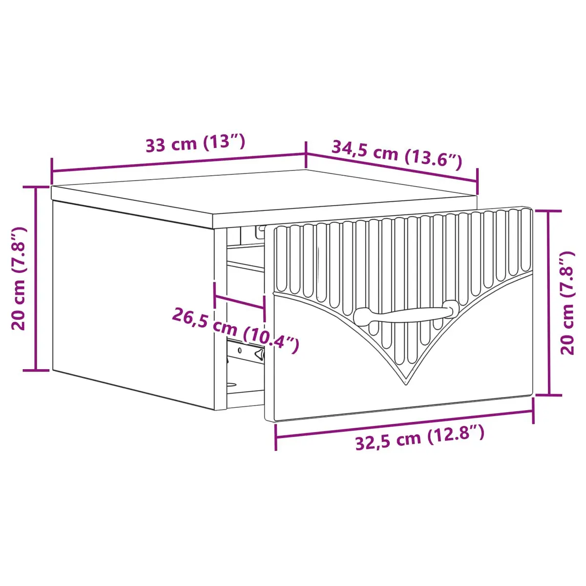 Wall-Mounted Bedside Cabinet White Modern Minimalist 34.5 x 33 x 20 cm Engineered Wood
