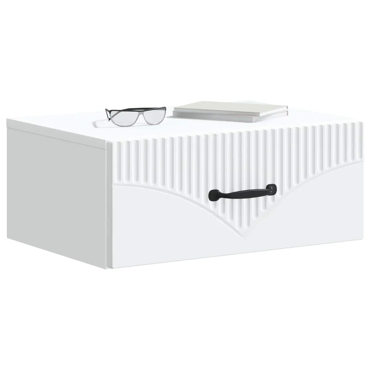 White Wall-Mounted Bedside Table with Drawer