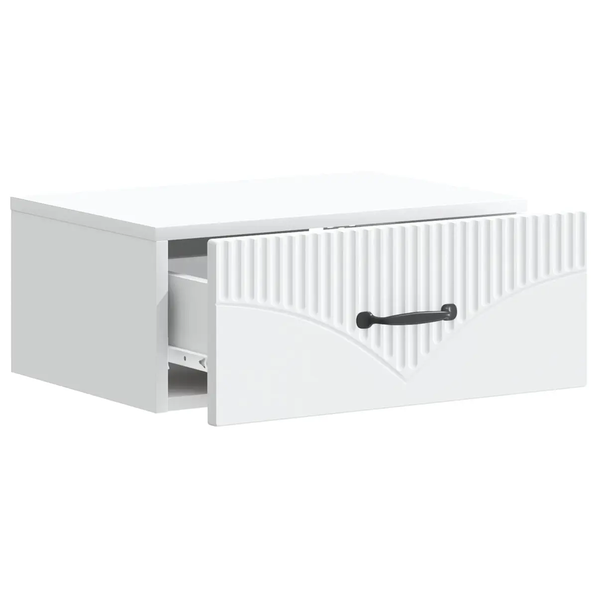 White Wall-Mounted Bedside Table with Drawer