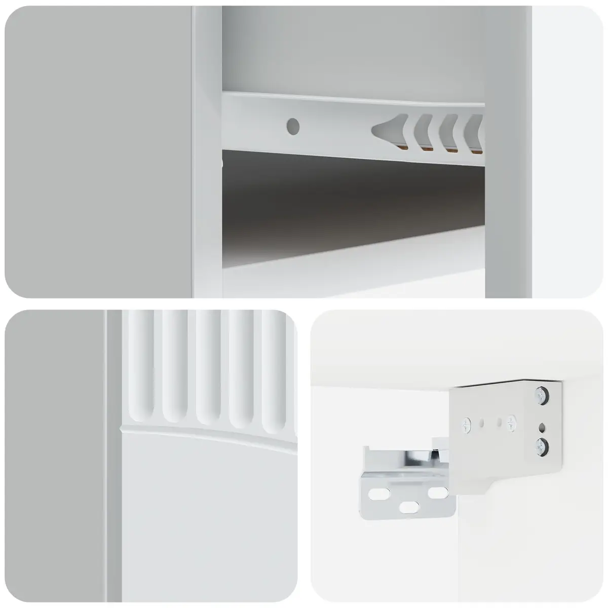 White Wall-Mounted Bedside Table with Drawer