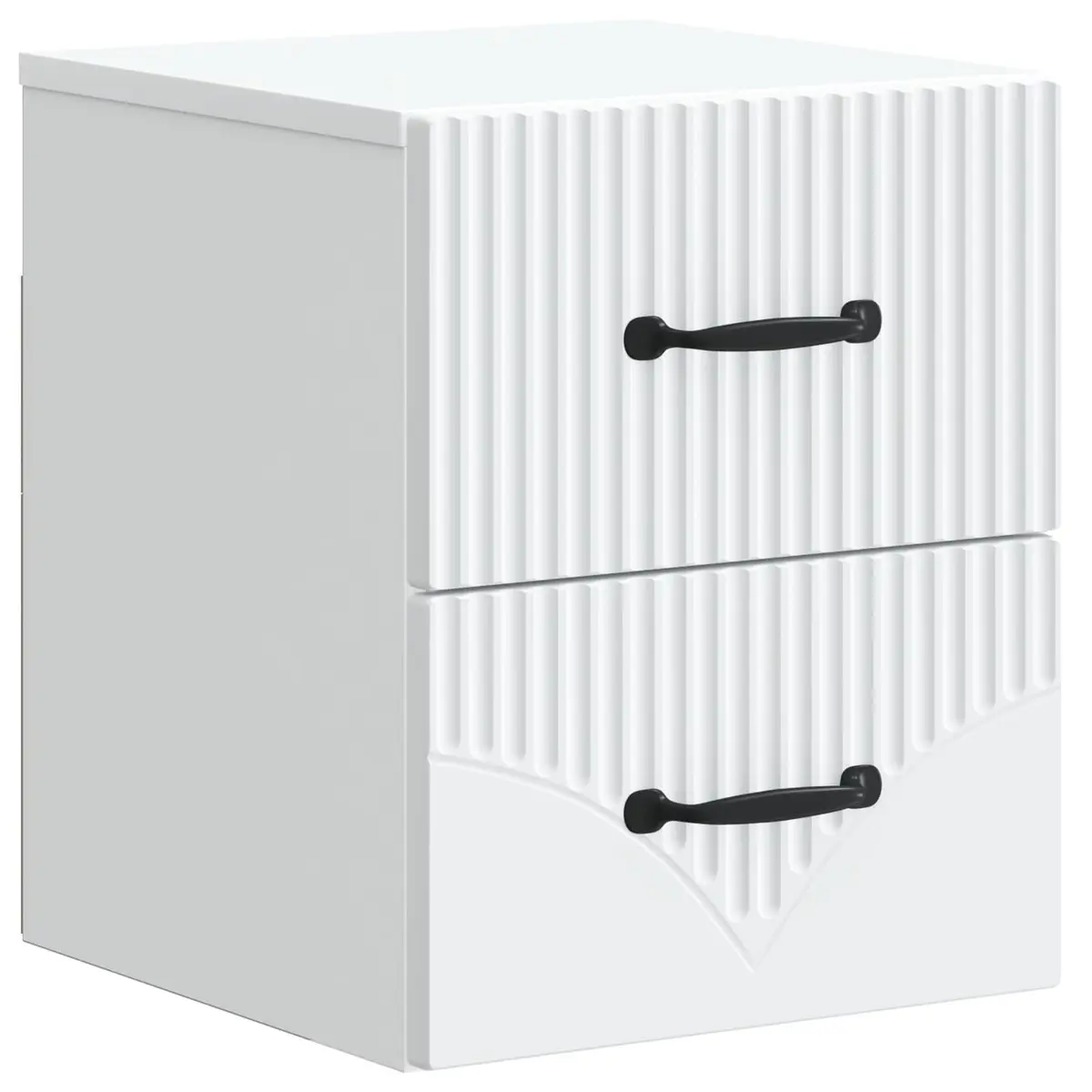 Wall-Mounted Bedside Cabinet with Modern Storage in White