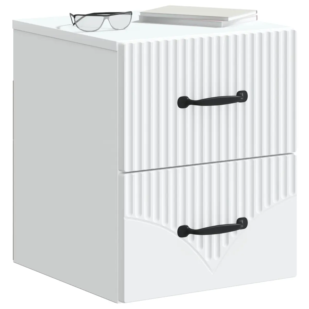 Wall-Mounted Bedside Cabinet with Modern Storage in White