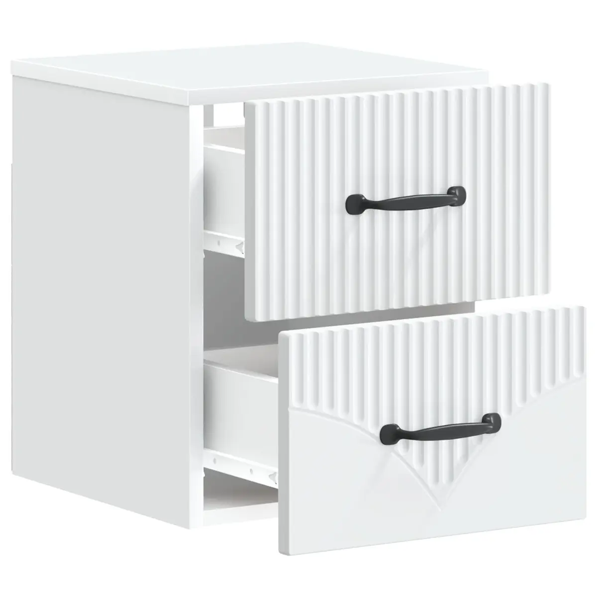 Wall-Mounted Bedside Cabinet with Modern Storage in White