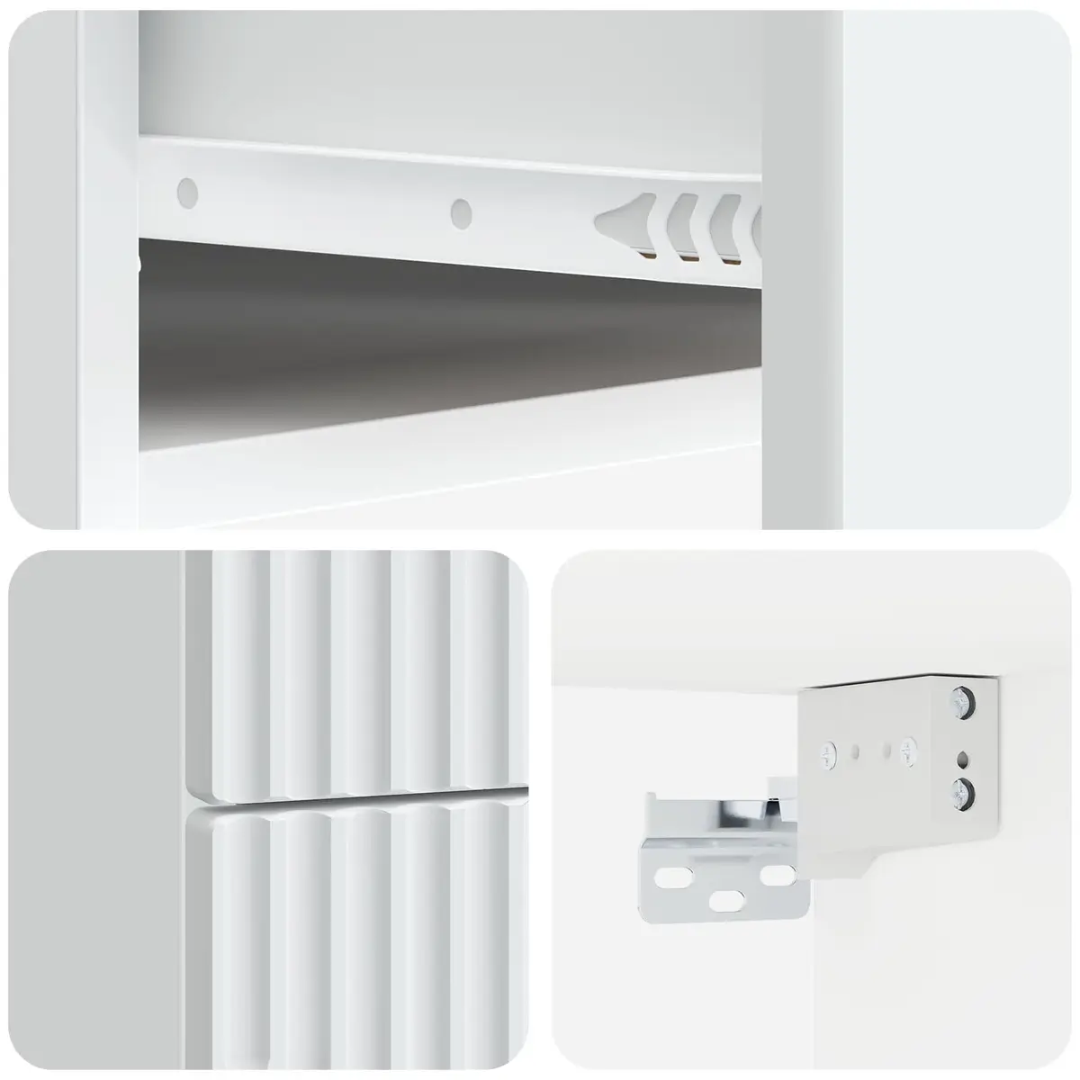 Wall-Mounted Bedside Cabinet with Modern Storage in White