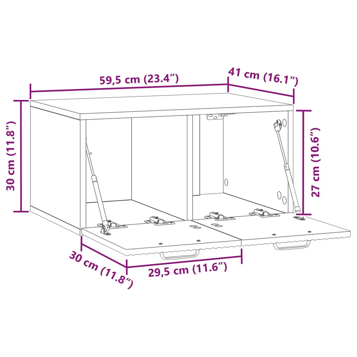 Wall-Mounted TV Cabinet White Modern 59.5 x 41 x 30 cm Engineered Wood