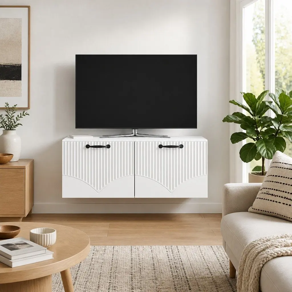 Wall-Mounted TV Cabinet White Modern Storage Unit 78.5 x 41 x 30 cm Engineered Wood