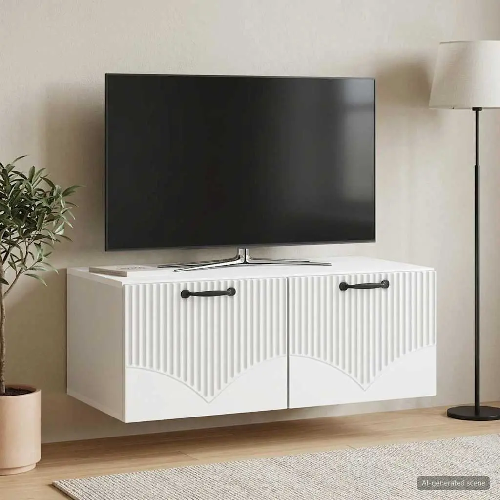 Wall-Mounted TV Cabinet White Modern Storage Unit 78.5 x 41 x 30 cm Engineered Wood