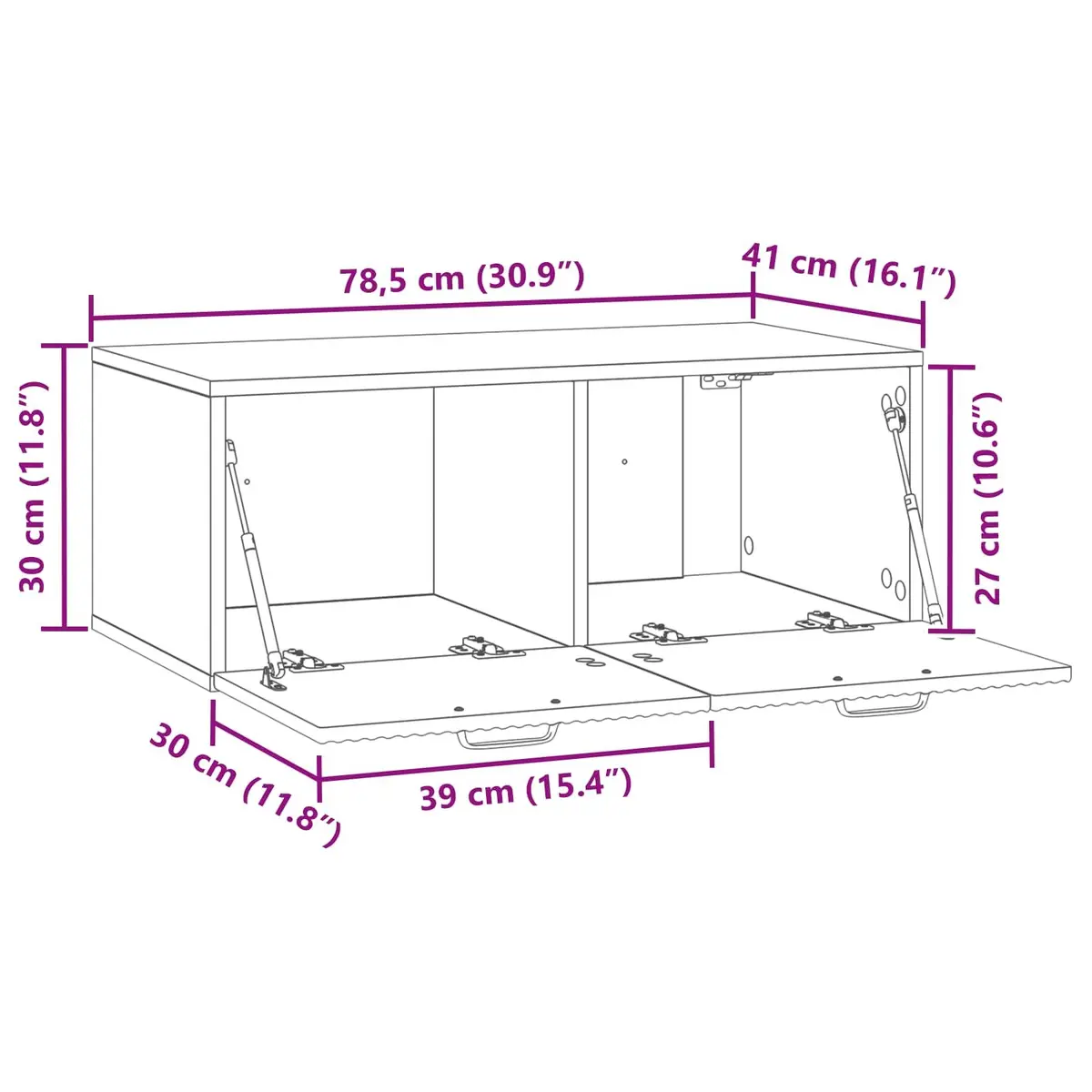 Wall-Mounted TV Cabinet White Modern Storage Unit 78.5 x 41 x 30 cm Engineered Wood