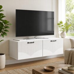 Stylish White Wall-Mounted TV Cabinet for Living Rooms