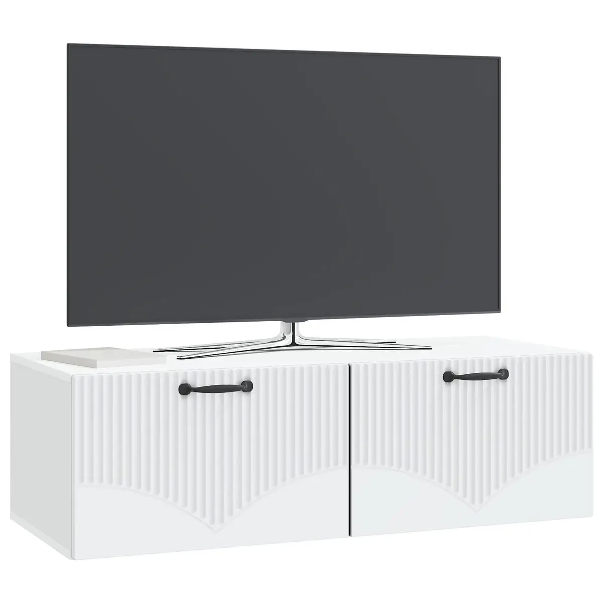 Wall-Mounted TV Cabinet White 98x41x30cm Engineered Wood Media Storage Unit