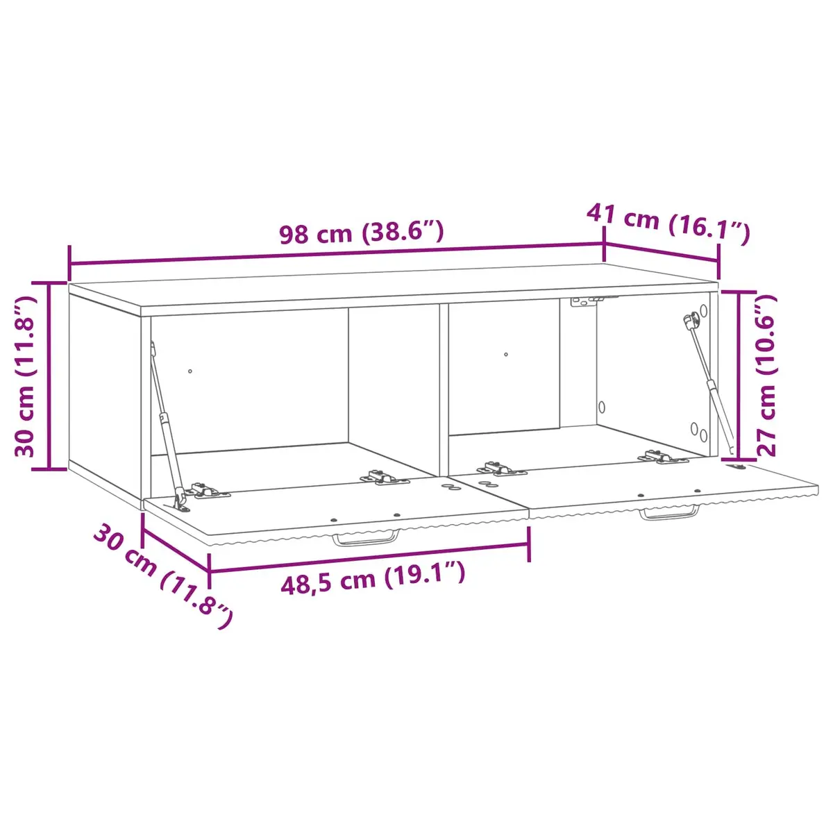 Wall-Mounted TV Cabinet White 98x41x30cm Engineered Wood Media Storage Unit