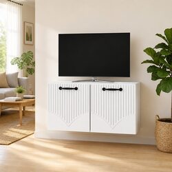Modern White Wall-Mounted TV Cabinet for Living Rooms