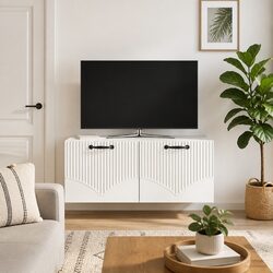 Floating White TV Cabinet for Modern Living Spaces