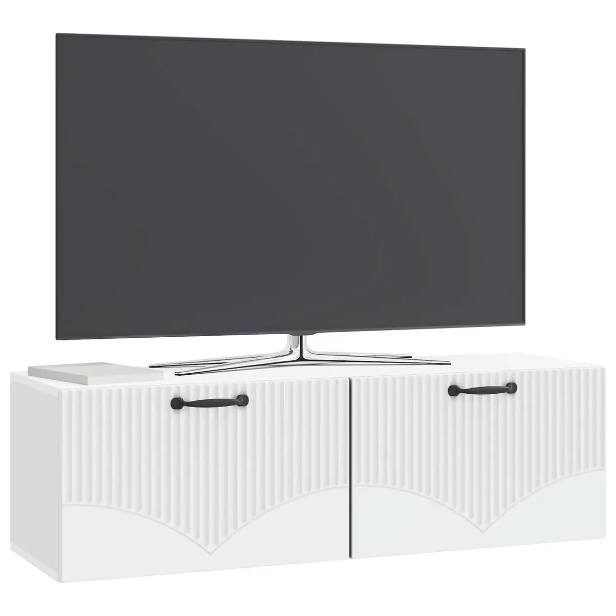Wall-Mounted TV Cabinet White Modern Storage Unit Engineered Wood 98 x 31 x 30 cm