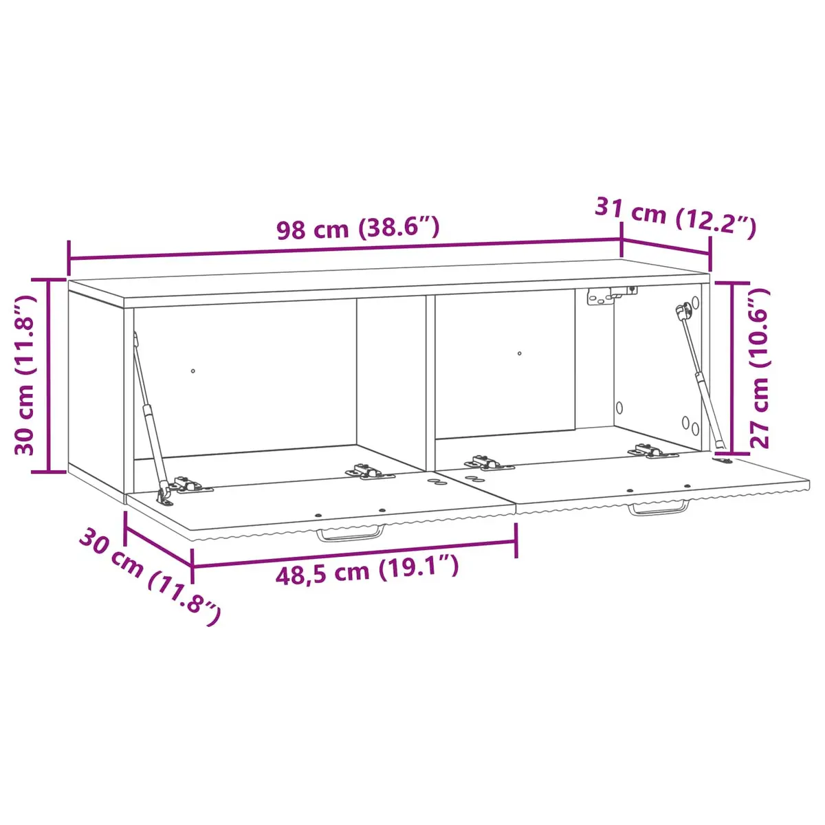 Wall-Mounted TV Cabinet White Modern Storage Unit Engineered Wood 98 x 31 x 30 cm