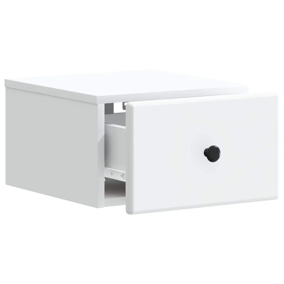 Bedside Cabinet Wall-Mounted White Storage Drawer Compartment Bedroom Living