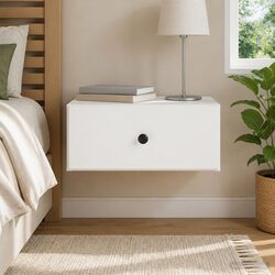 Compact White Wall-Mounted Bedside Cabinet for Modern Spaces