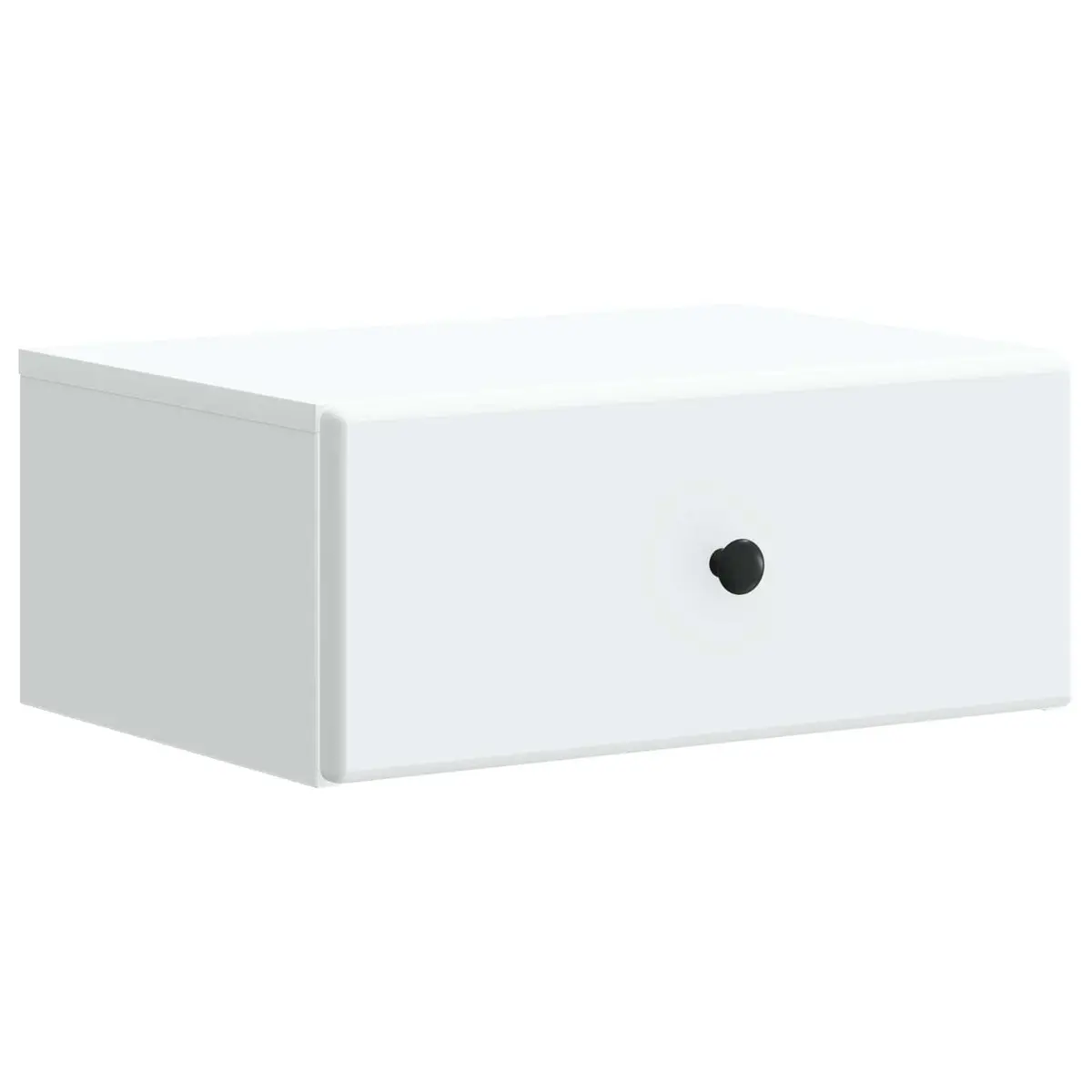 Bedside Cabinet Wall-Mounted White Compact Modern Bedroom Storage Drawer Shelf