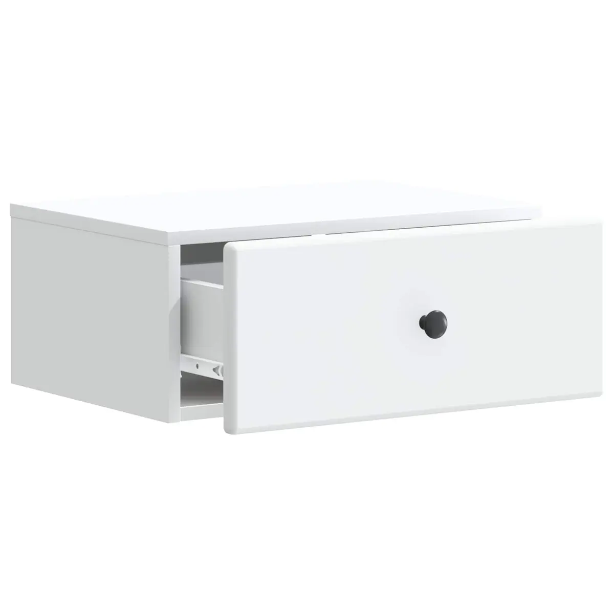 Bedside Cabinet Wall-Mounted White Compact Modern Bedroom Storage Drawer Shelf