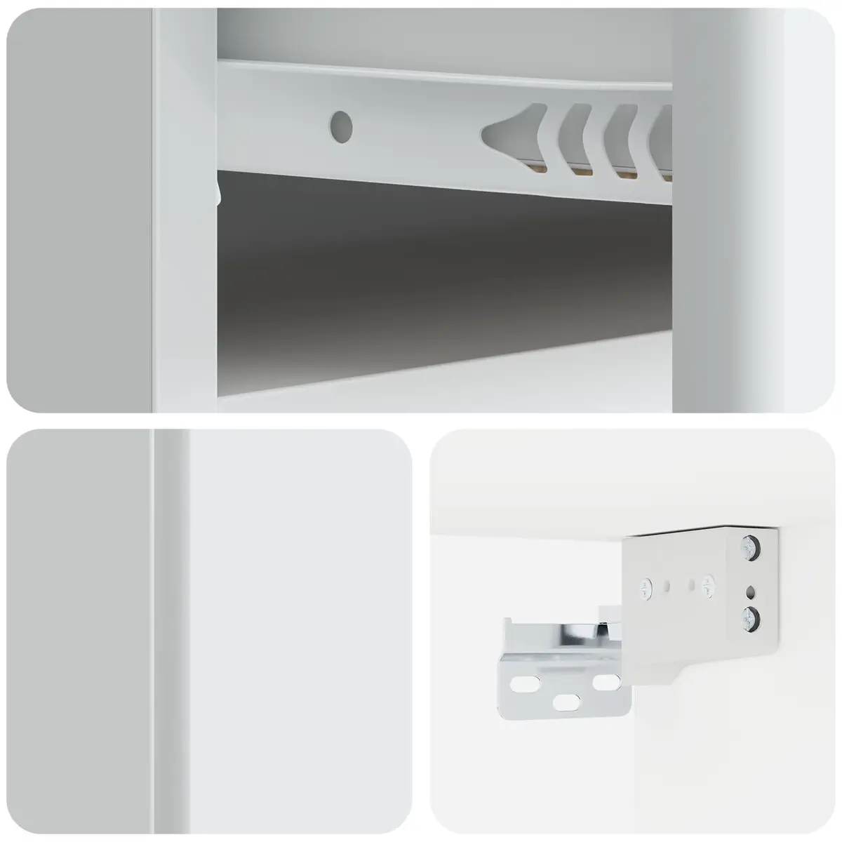 Bedside Cabinet Wall-Mounted White Compact Modern Bedroom Storage Drawer Shelf