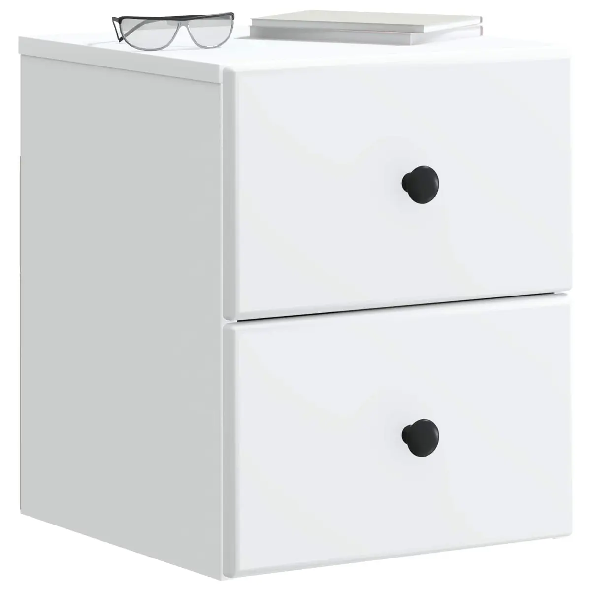 Bedside Cabinet Wall-Mounted White Storage Drawer Compartment Bedroom Furniture