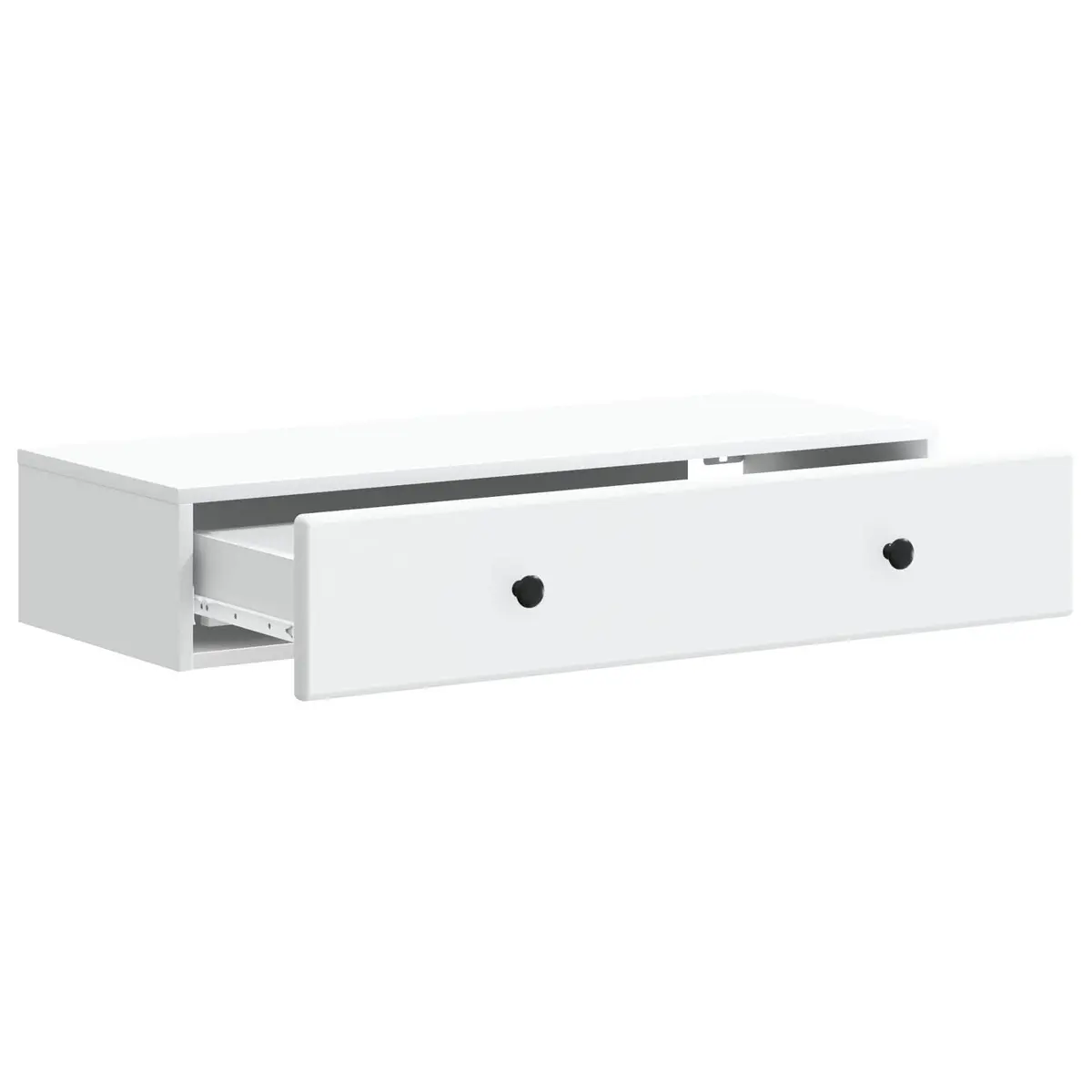 Wall-Mounted Side Table White Storage Cabinet with Drawers Modern Design 87.5cm