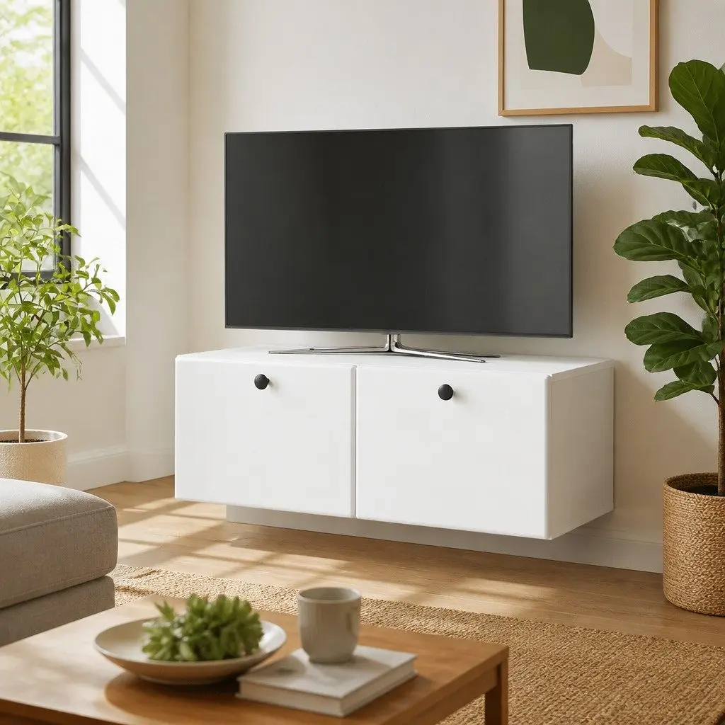 Wall-Mounted TV Cabinet in White
