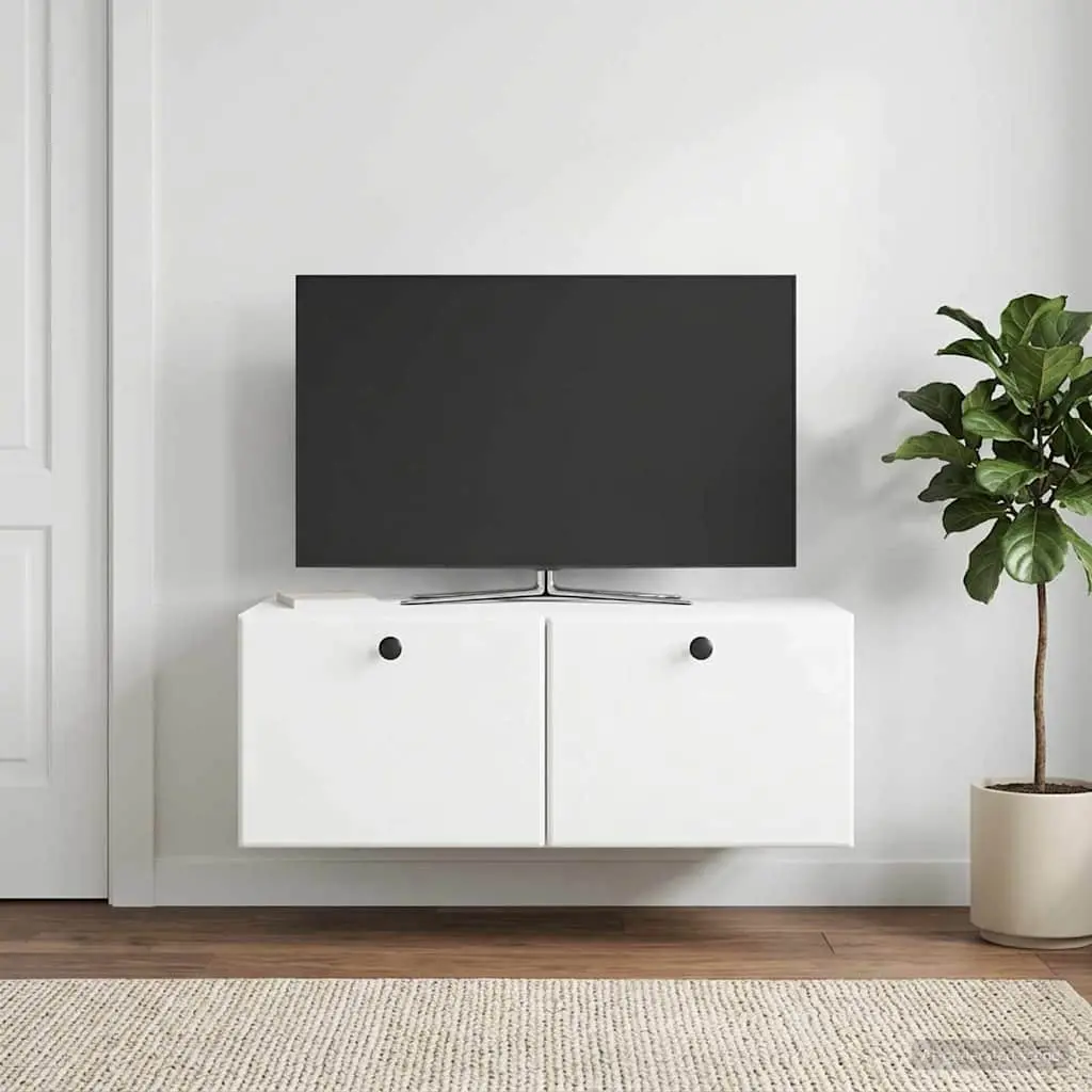 Wall-Mounted TV Cabinet in White