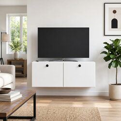 White Engineered Wood Wall-Mounted TV Cabinet