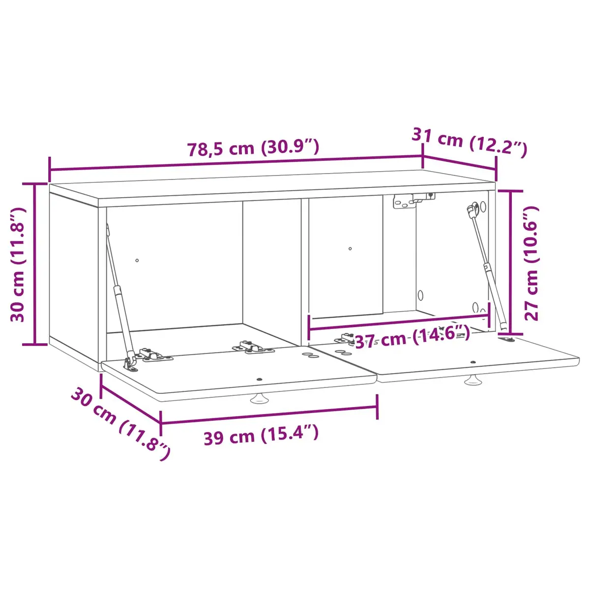 Wall-Mounted TV Cabinet White 78.5 x 31 x 30 cm Engineered Wood Storage Unit