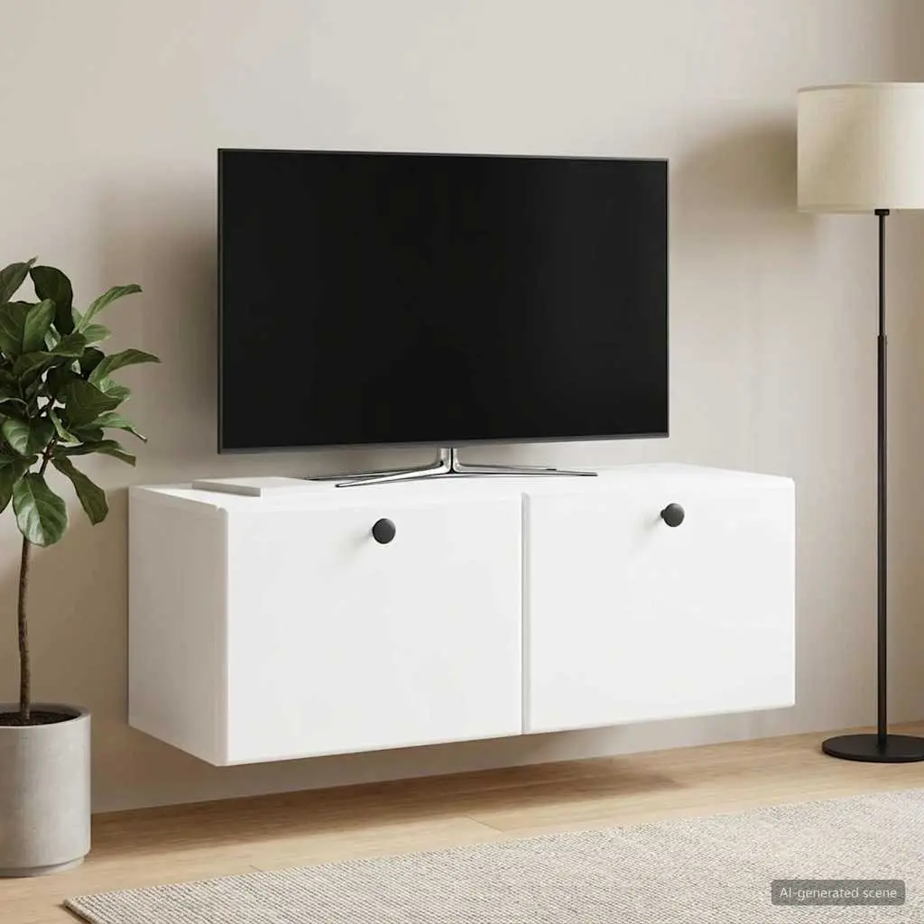 Wall-Mounted TV Cabinet White 78.5 x 31 x 30 cm Engineered Wood Storage Unit