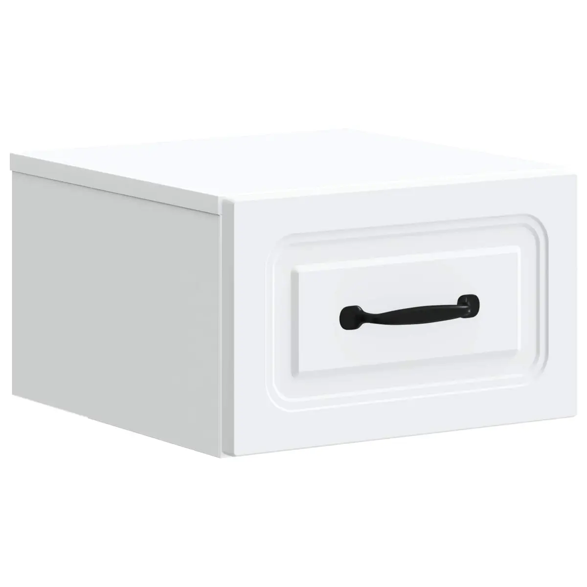 Wall-Mounted Bedside Cabinet White Engineered Wood Compact Storage Drawer Shelf