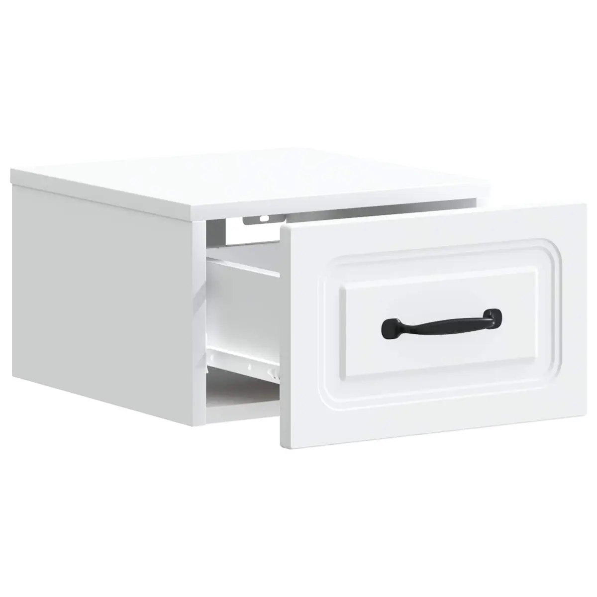 Wall-Mounted Bedside Cabinet White Engineered Wood Compact Storage Drawer Shelf