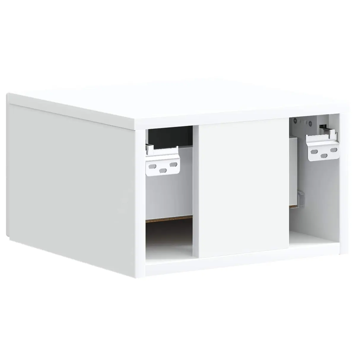 Wall-Mounted Bedside Cabinet White Engineered Wood Compact Storage Drawer Shelf