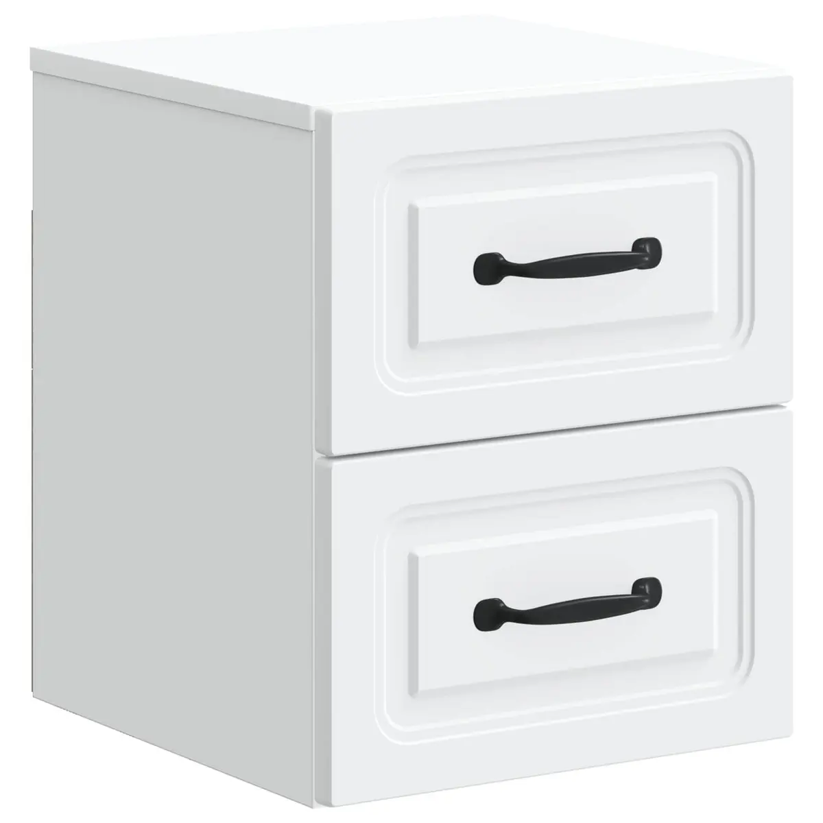 White Wall-Mounted Bedside Cabinet with Storage