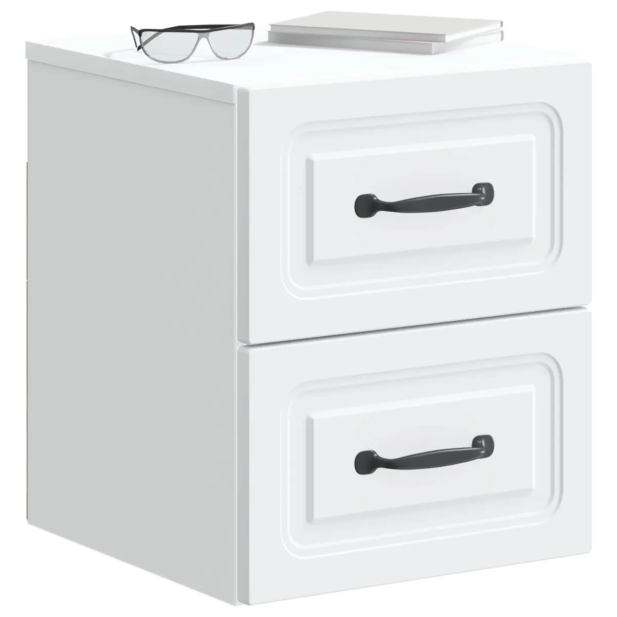 White Wall-Mounted Bedside Cabinet with Storage