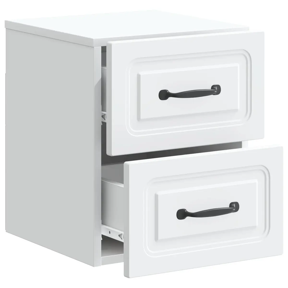 White Wall-Mounted Bedside Cabinet with Storage