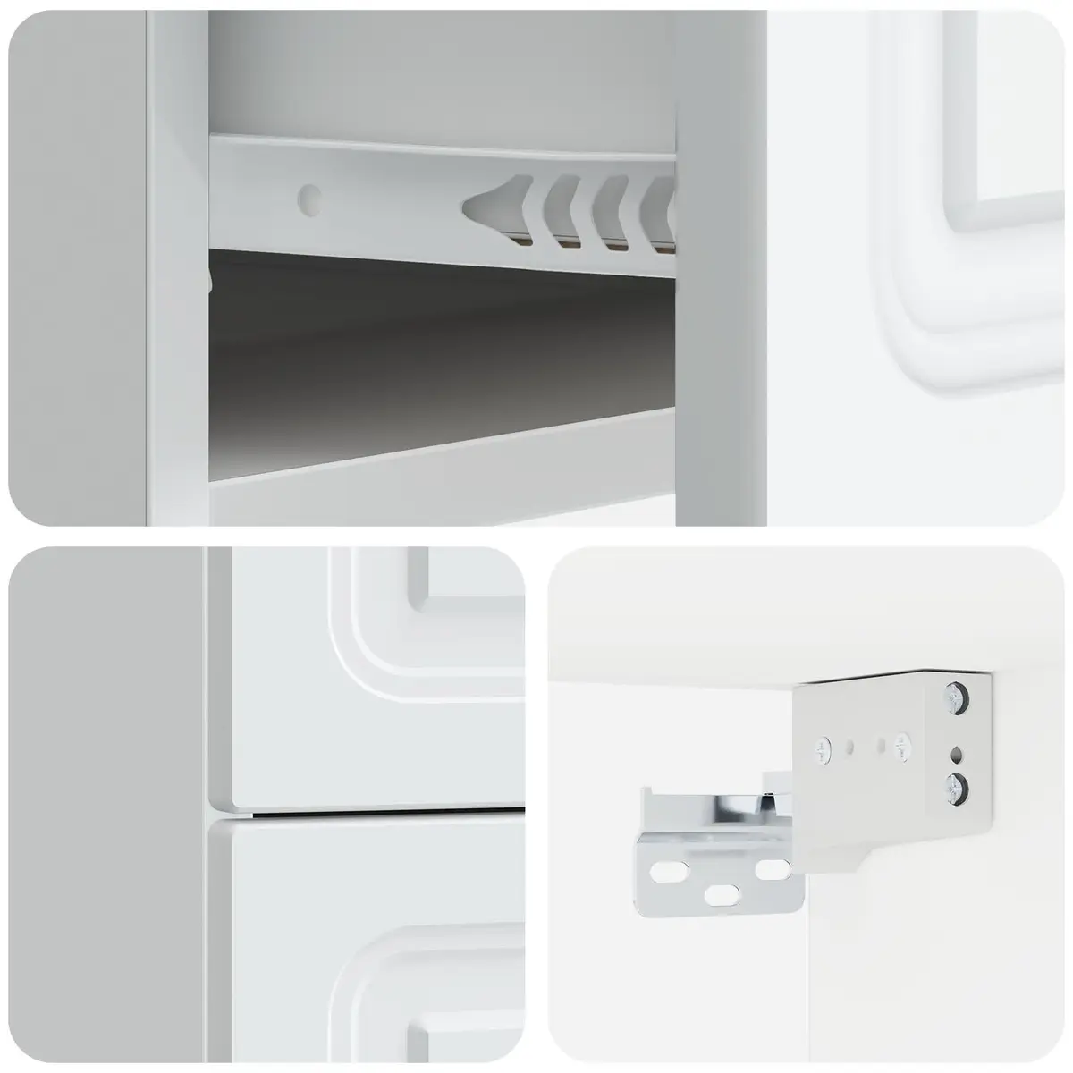 White Wall-Mounted Bedside Cabinet with Storage