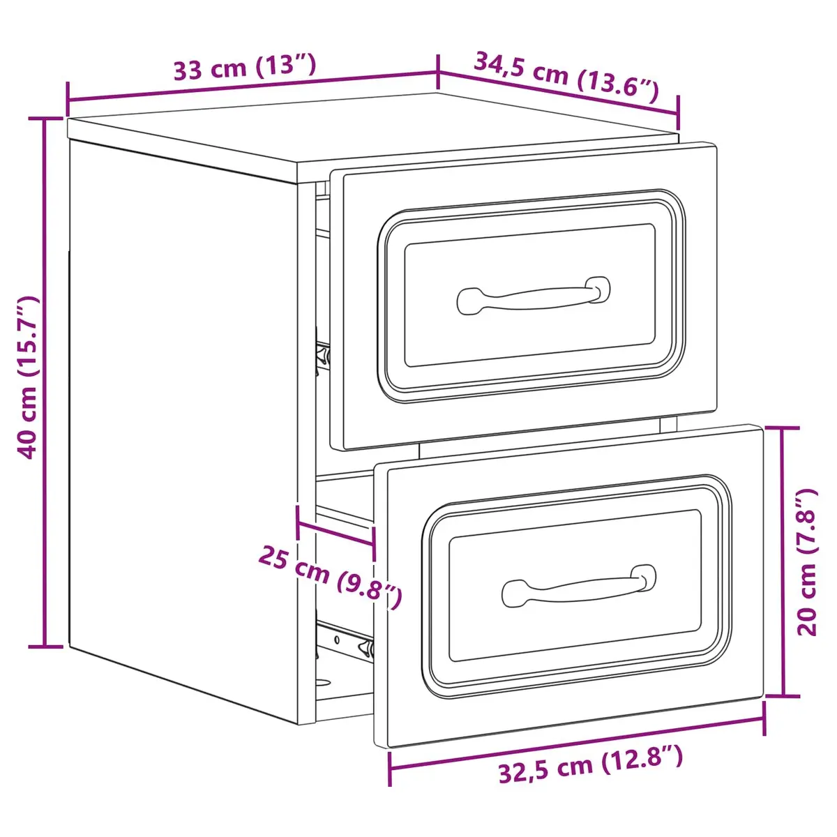 White Wall-Mounted Bedside Cabinet with Storage